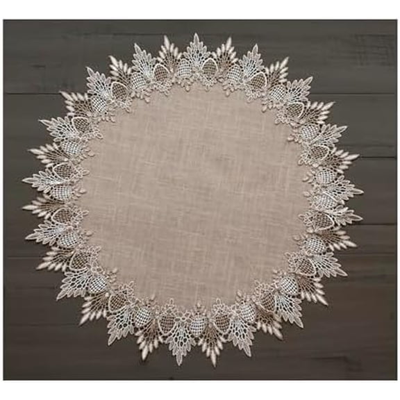 LINENS ART AND THINGS Lace Doily Neutral Earth Tones Table Topper Placemat Beige Brown (23 inch Round)$$Home Decor, Kitchen, & Other