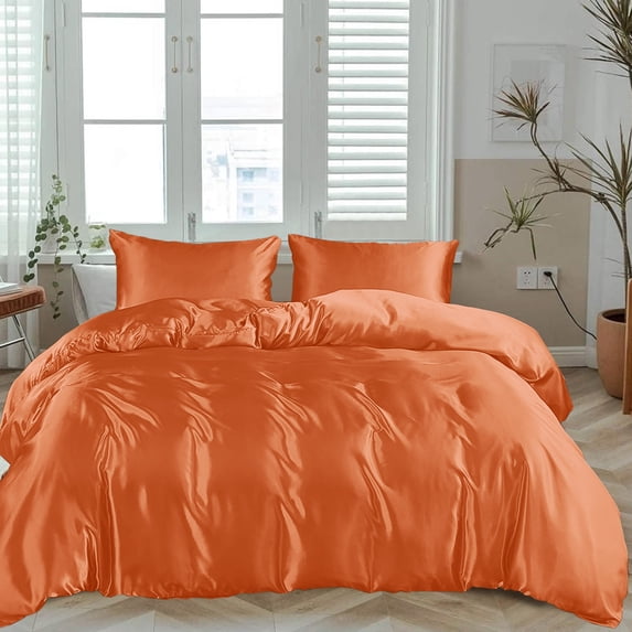 LINENWALAS 100% Organic Bamboo California King Size Core Bedding Set with Zipper Closure -1 Duvet Cover, 1 Fitted Sheet, 2 Pillowcases - Soft, Silk, Cooling 4 Piece Set (Burnt Orange, Cal King)