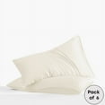 thumbnail image 1 of LINENWALAS 100% Organic Bamboo Pillow Cases Pack of 6- Silk Pillowcases for Hair and Skin, Cooling Pillowcases (Ivory/Off-White, King), 1 of 5
