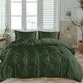 thumbnail image 1 of LINENWALAS 100% Organic Bamboo Queen Size Core Bedding Set with Zipper Closure -1 Duvet Cover, 1 Fitted Sheet, 2 Pillowcases (Avocado Green, Queen), 1 of 9