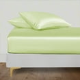 thumbnail image 1 of LINENWALAS Cal King Fitted Sheet, 100% Bamboo Silk Sheet, 16" Deep Pocket Bedsheet (Mint Green, California King), 1 of 9