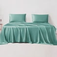 thumbnail image 1 of LINENWALAS California King Sheet Sets, Cooling Sheets, Rayon Derived from Bamboo, Deep Pocket Up to 16", Breathable & Soft Bed Sheets, Luxury Silky Bedding Sheets (Cal King, Aqua), 1 of 9