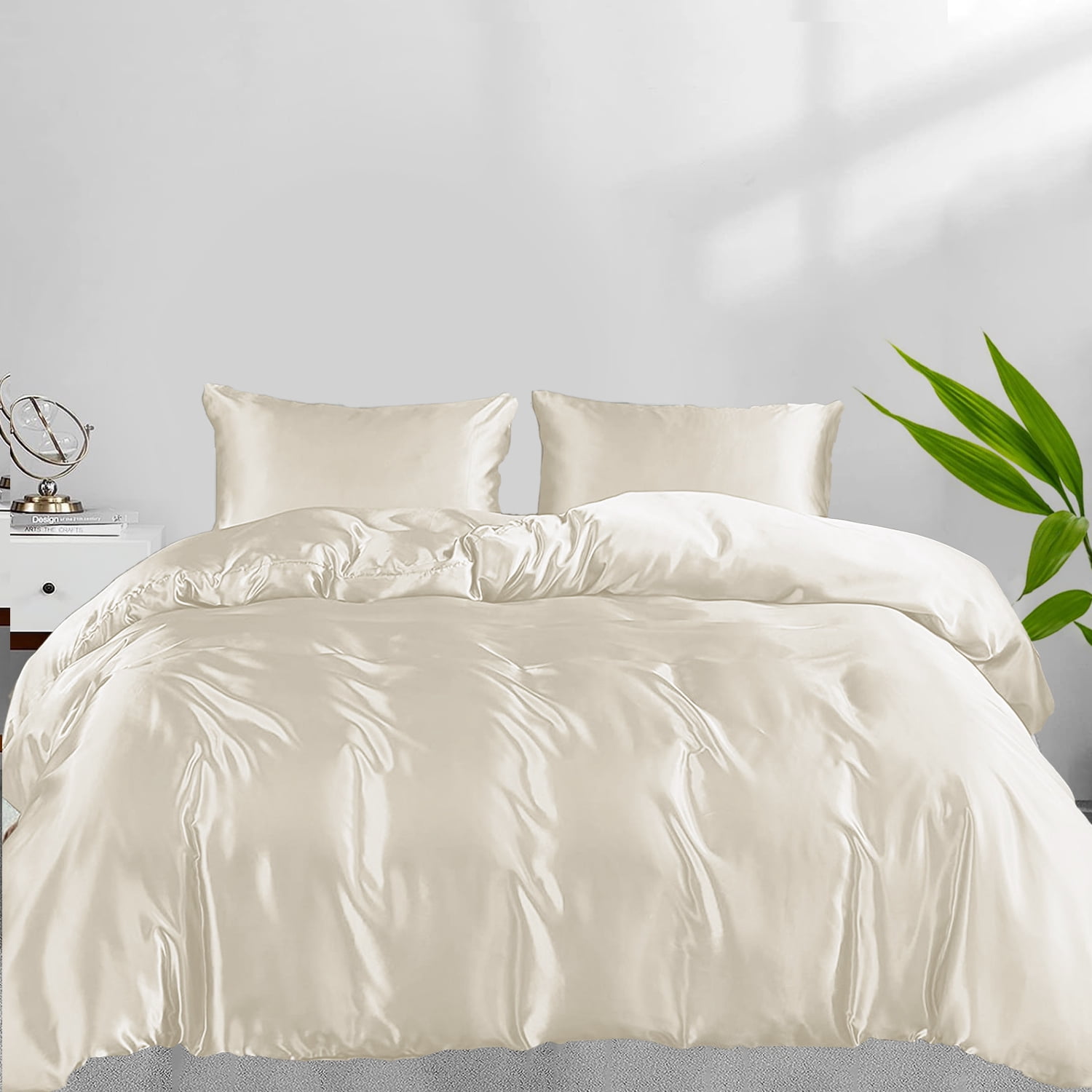 LINENWALAS King Duvet Cover Set 100 Organic Bamboo Silk Duvet Cove
