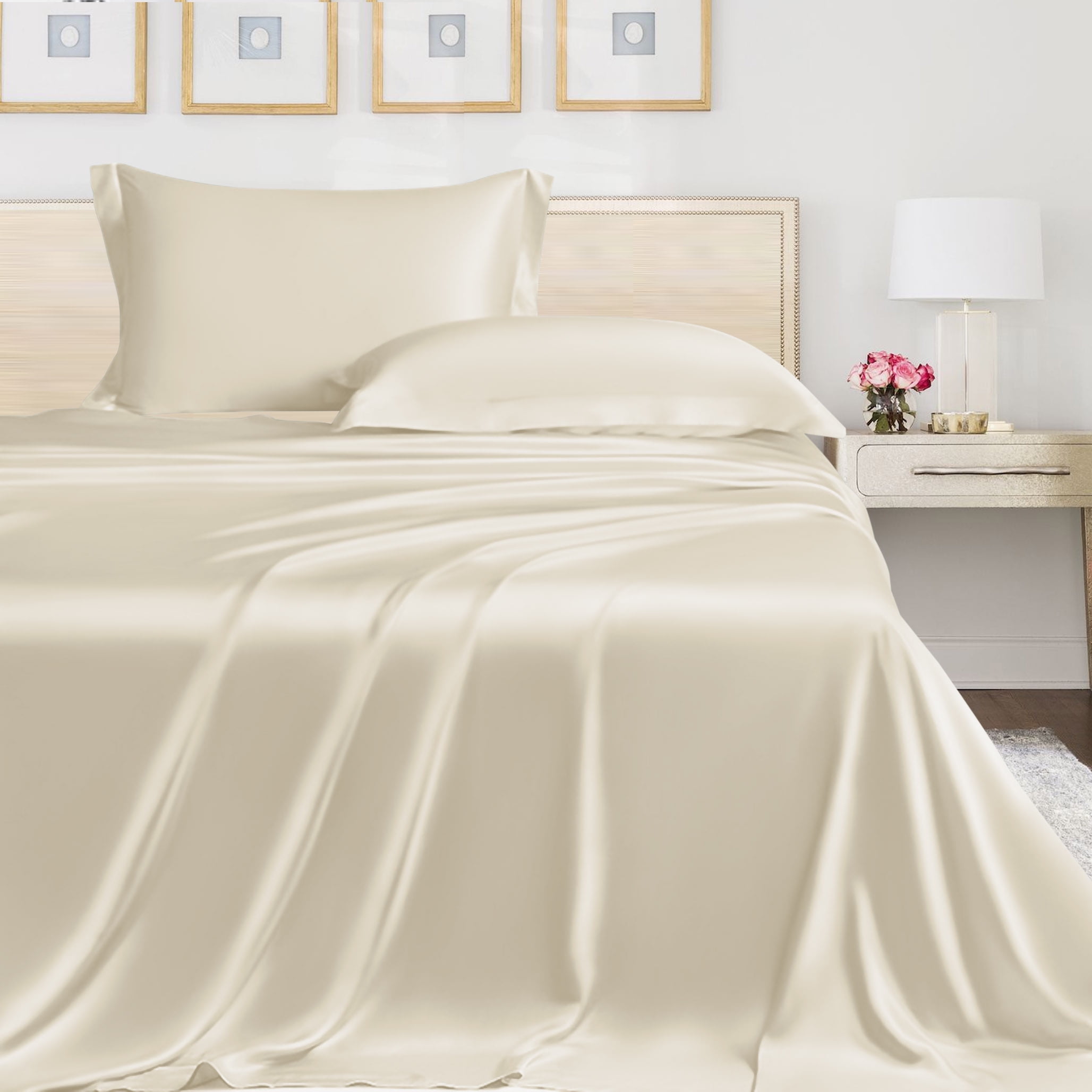 Linenwalas Bamboo Viscose Flat Sheet - King Size 108x102", Cooling, OEKO-TEX Certified (True Black)