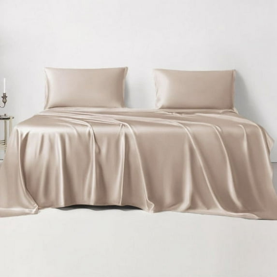 LINENWALAS King Sheet Sets, Cooling Sheets, Rayon Derived from Bamboo, Deep Pocket Up to 16", Breathable & Soft Bed Sheets, Luxury Silky Bedding Sheets (King, Taupe)