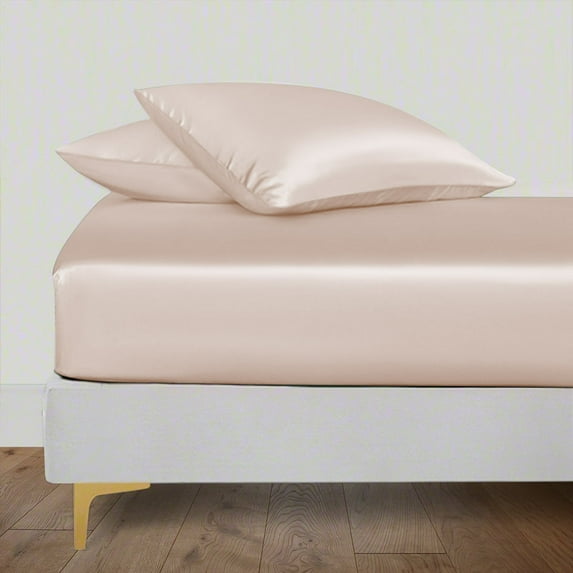 LINENWALAS Queen Fitted Sheet, 100% Bamboo Silk Sheet, 300 Thread Count, 16" Deep Pocket Bedsheet (Taupe, Queen)