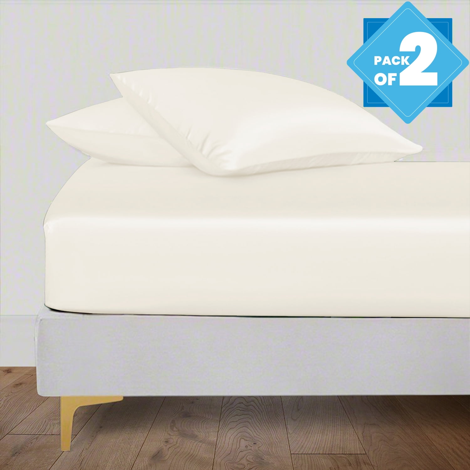 LINENWALAS Queen Fitted Sheet Pack of 2, 100 Organic Bamboo Silk