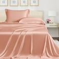 thumbnail image 1 of LINENWALAS Queen Flat Sheet Only- 100% Organic Bamboo Silk Top Sheet, Cooling Premium Hotel Quality Flat Bedsheet for Christmas Gift (Rose Gold, Queen), 1 of 7