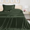 thumbnail image 1 of LINENWALAS Twin Flat Sheet Only- 100% Organic Bamboo Silk Top Sheet, Cooling Premium Hotel Quality Flat Bedsheet (Avocado Green, Twin), 1 of 7