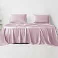 thumbnail image 1 of LINENWALAS Twin Sheet Sets, Cooling Sheets, Rayon Derived from Bamboo, Deep Pocket Up to 16", Breathable & Soft Bed Sheets, Luxury Silky Bedding Sheets (Twin, Lilac), 1 of 9