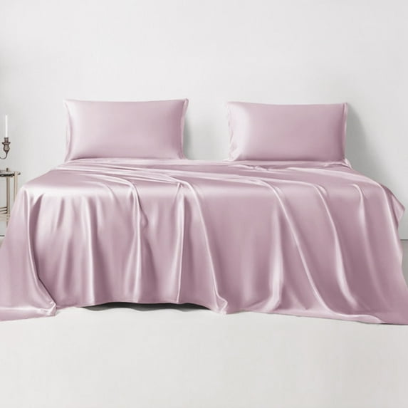 LINENWALAS Twin Sheet Sets, Cooling Sheets, Rayon Derived from Bamboo, Deep Pocket Up to 16", Breathable & Soft Bed Sheets, Luxury Silky Bedding Sheets (Twin, Lilac)