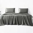 thumbnail image 1 of LINENWALAS Twin Sheet Sets, Cooling Sheets, Rayon Derived from Bamboo, Deep Pocket Up to 16", Breathable & Soft Bed Sheets, Luxury Silky Bedding Sheets (Twin, Light Grey), 1 of 9
