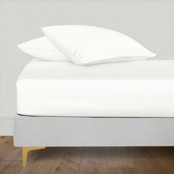 LINENWALAS Twin XL Fitted Sheet, 100% Bamboo Silk Sheet, 300 Thread Count, 16" Deep Pocket Bedsheet (White, Twin- XL)