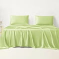 thumbnail image 1 of LINENWALAS Twin XL Sheet Sets, Cooling Sheets, Rayon Derived from Bamboo, Deep Pocket Up to 16", Breathable & Soft Bed Sheets, Luxury Silky Bedding Sheets (Twin XL, Mint Green), 1 of 9