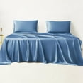 thumbnail image 1 of LINENWALAS Twin XL Sheet Sets, Cooling Sheets, Rayon Derived from Bamboo, Deep Pocket Up to 16", Breathable & Soft Bed Sheets, Luxury Silky Bedding Sheets (Twin XL, Bahamas Blue), 1 of 9