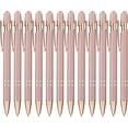 LINFANC 12 Pack Rose Gold Ballpoint Pen with Stylus Tip, 1.0 mm Black ...