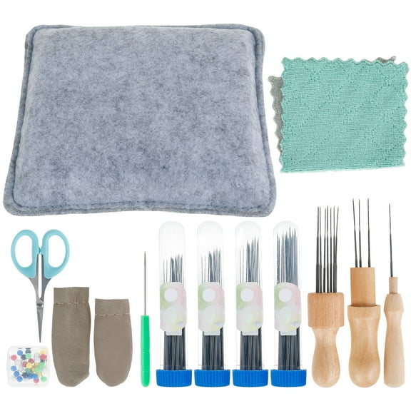 LINFANG 113Pcs Needle Felting Tool Kit DIY Wool Felt Needling Tool Kit Needle Felt Starter Kit DIY Needle Felting Supplies Complete Needle Felting Kit with Wool Felt Pad for Beginners