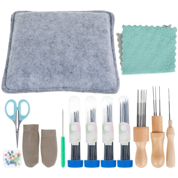 LINFANG 113Pcs Needle Felting Tool Kit DIY Wool Felt Needling Tool Kit Needle Felt Starter Kit DIY Needle Felting Supplies Complete Needle Felting Kit with Wool Felt Pad for Beginners