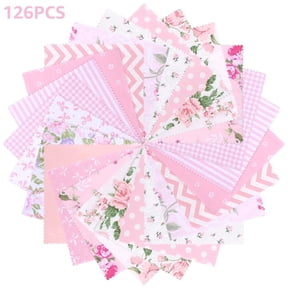 Evjurcn 126 Pcs Pink Charm Packs for Quilting 5 x 5Inch 100% Cotton Fabric Squares Soft Quilting Fabric Floral Patchwork for Sewing DIY Craft