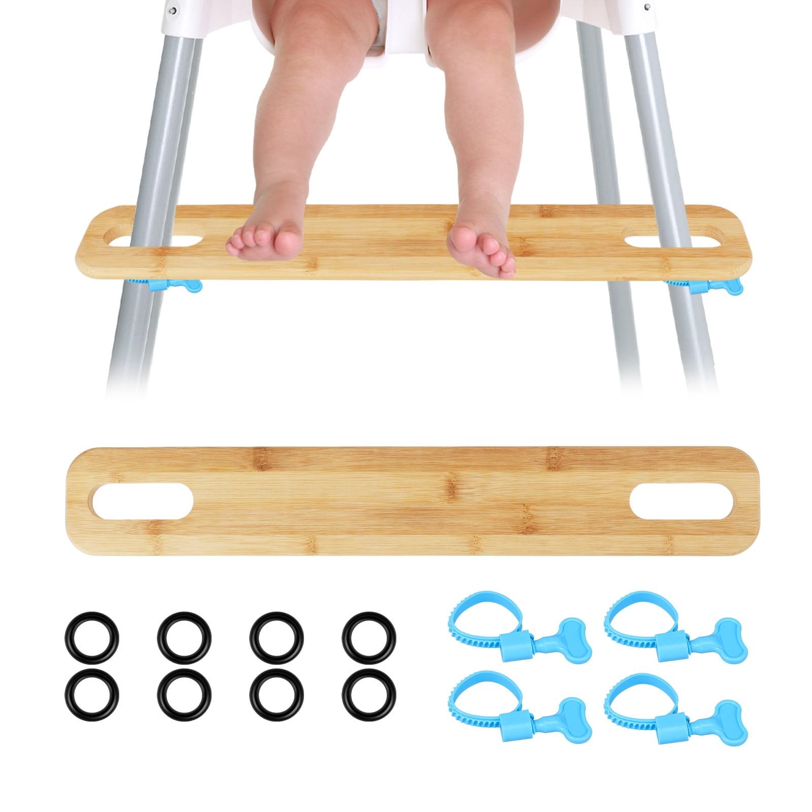 High Chiar Foot Rests LINFANG 2 Pcs Adjustable Height High Chair Footrest Sturdy Bamboo ...