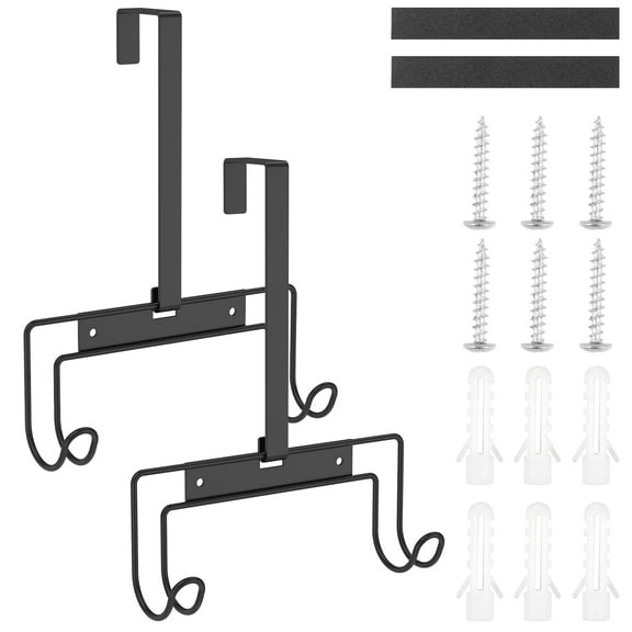 LINFANG 2 Pcs Over The Door or Wall Mount Ironing Board Hanger with Removable Hook Space Saving Metal Ironing Board Holder for Y and T Shaped