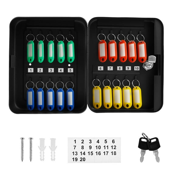 LINFANG 20 Position Key Cabinet Wall Mounted Storage Box Metal Key Organizer Security Storage Box for School Residential Company