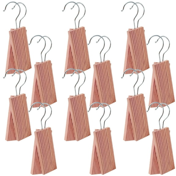 LINFANG 24 Pcs Cedar Blocks with 24Hook Hanger Red Cedar Hang Ups for Clothes Storage Natural Aromatic Cedar Cedar Planks Portable Cedar Sachets for Drawers and Closets