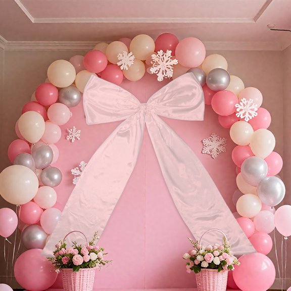 LINFANG 2Pcs Polyester Large Bow Decorative Create Ambience Big Bow Charm Easy to Hang Large Ornament Easy to Clean for Christmas Decor