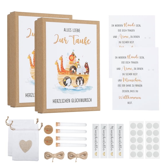 LINFANG 2Set Wish Fulfiller Present Box Set Creative Wish Filler Money Present Box Kit with Sticker Pendant and Test Tube for Birthday Christmas Thanksgiving