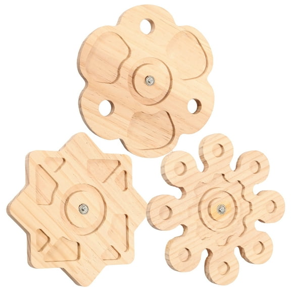 LINFANG 3 Pcs Chinchilla Chew Toy Wood Rotating Chinchilla Wheel Multifunctional Interactive Teeth Grinding Toy for Cage Enclosure Play Area