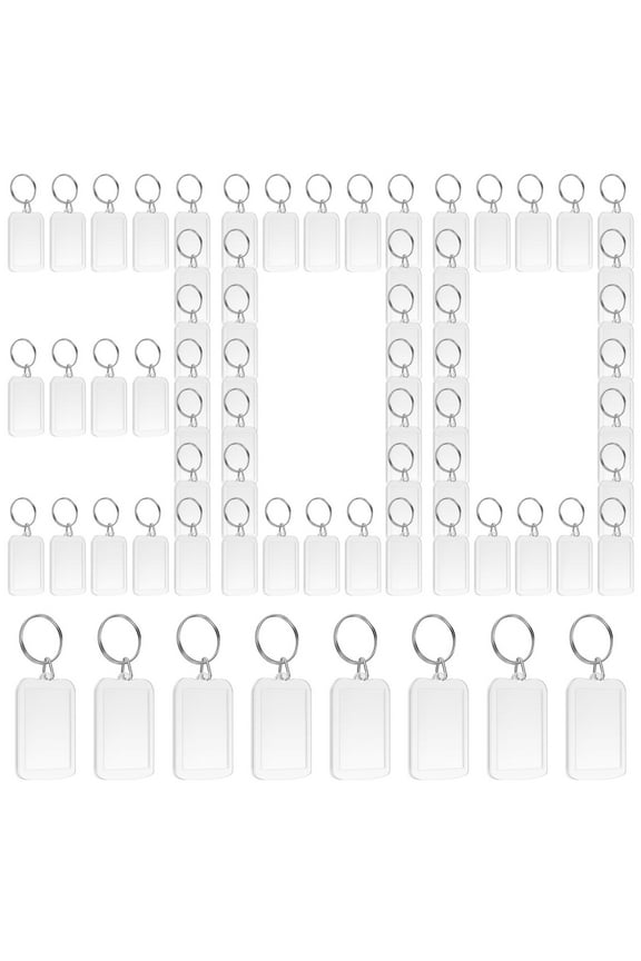 300Pcs Photo Picture Keychain Blank Keychain Picture Holder Acrylic Keychain Picture Frame Clear Photo Insert Keychain Portable Custom Keychains Picture Keychain for DIY Crafts