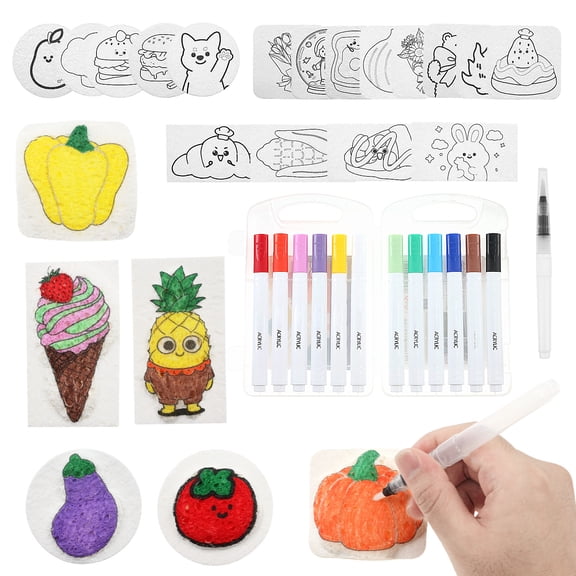 LINFANG 37Pcs Magic Foam Texture Painting Kit Creative 3D Drawing Magic Puffy Paint Kit Safe DIY Drawing Texture Art Supplies Set with Water Brush for Kids Adults