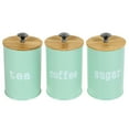 thumbnail image 1 of LINFANG 3Pcs Tea Coffee Sugar Canister Metal Kitchen Container with Airtight Bamboo Lid Countertop Round Coffee Storage Jar for Beans Flour Spice, 1 of 9