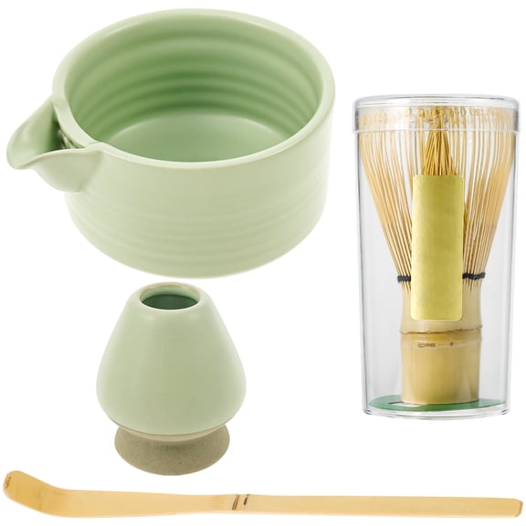 LINFANG 4 Pcs Enduring Matcha Whisk Set Elegant Matcha Beverage Set Easy to Clean Green Tea Powder Making Kit for Tea Lover Present