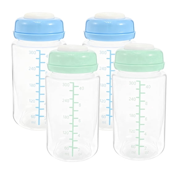LINFANG 4Pcs 10oz Breastmilk Storage Bottle for 22oz Cooler Breast Milk Collection Bottles for Fridge, Wide Neck Pump Bottles Containers for Travel Breastfeeding