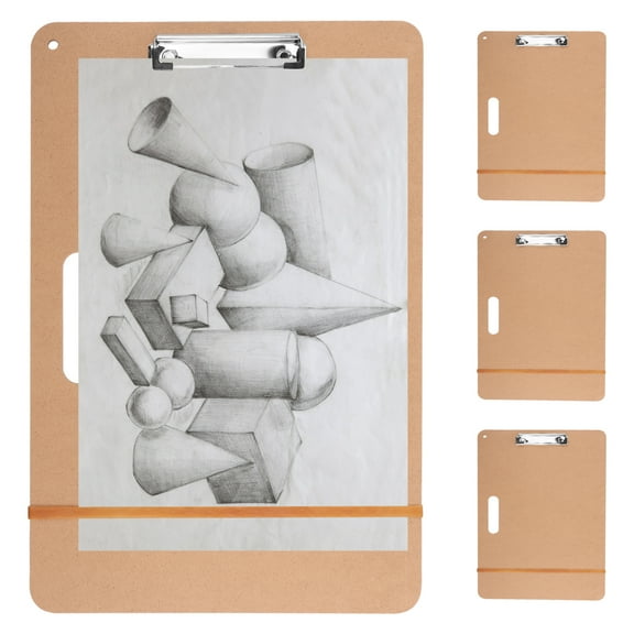 LINFANG 4Pcs Artist Drawing Board 18inch Wooden Sketch Boards with Handle Rubber Bands Portable Art Drawing Clipboard for Class Studio