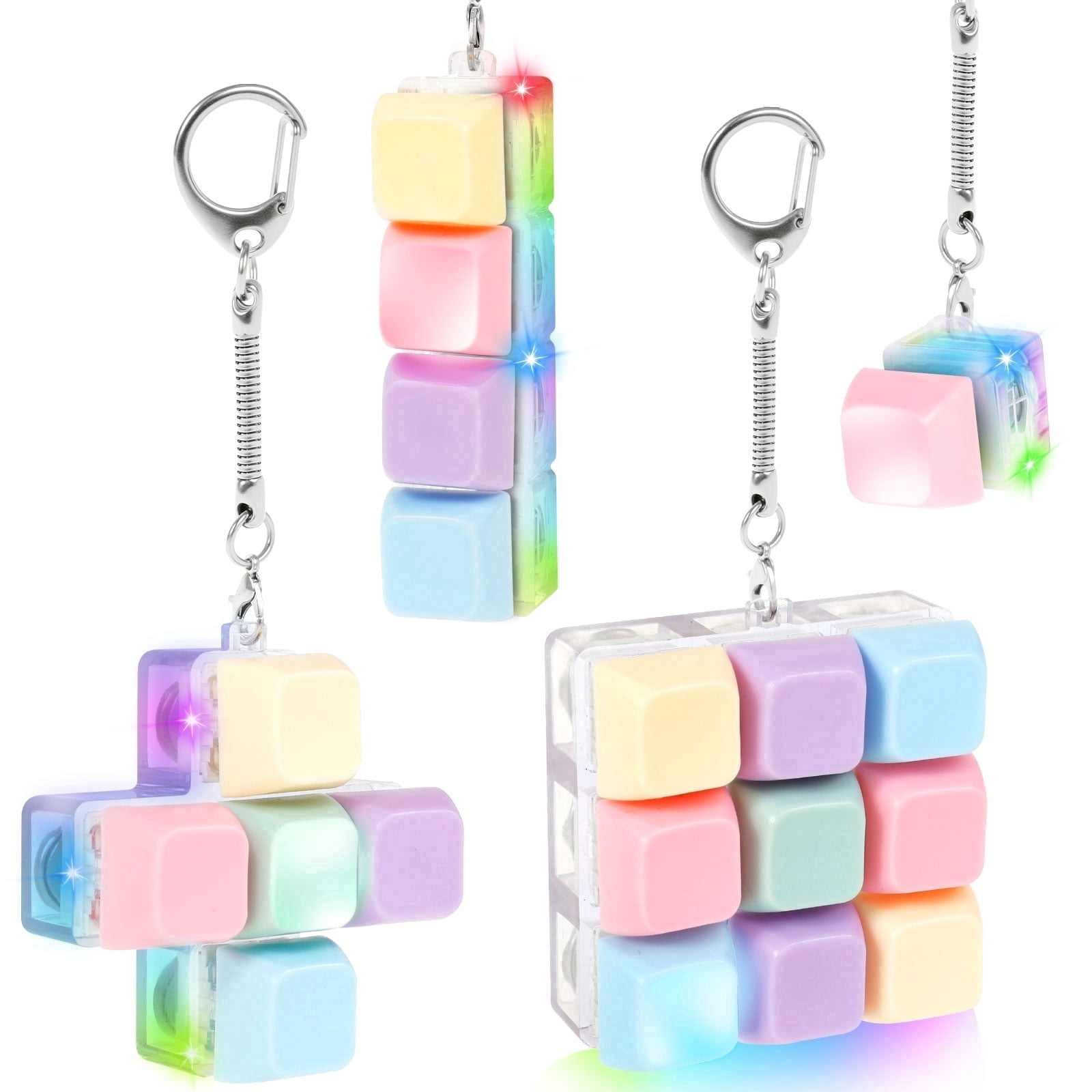 4Pcs Keyboard Fidget Toy, Mechanical Clicker Stress Relief Keychain, Keyboard Keychain Fidget Clicker, Stress Relief Fidget Gifts for Adults and Teens