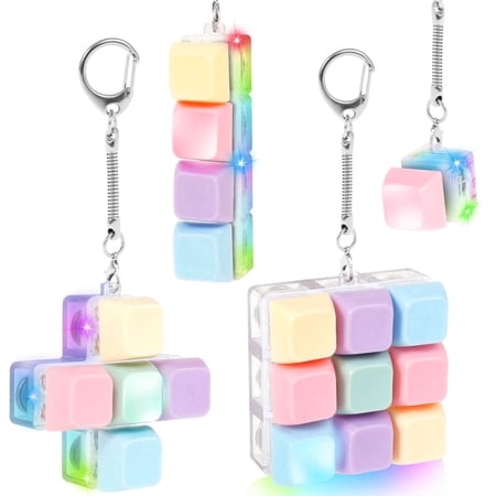 4Pcs Keyboard Fidget Toy, Mechanical Clicker Stress Relief Keychain, Keyboard Keychain Fidget Clicker, Stress Relief Fidget Gifts for Adults and Teens