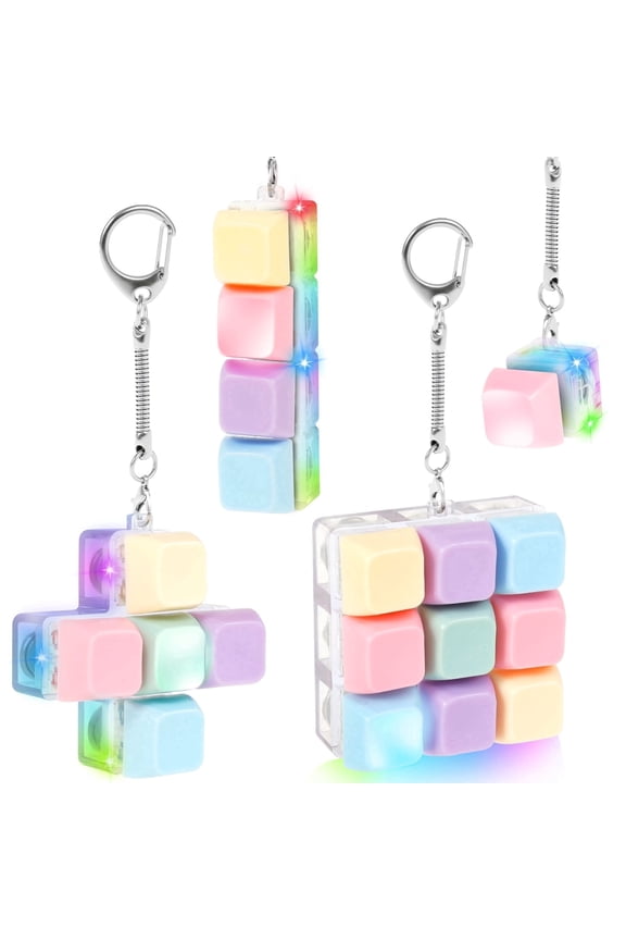 4 Pack Keyboard Fidget Toy, Mechanical Clicker Stress Relief Keychain, Keyboard Keychain Fidget Clicker, Stress Relief Fidget Gifts for Adults and Teens