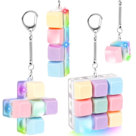 4 Pack Keyboard Fidget Toy, Mechanical Clicker Stress Relief Keychain, Keyboard Keychain Fidget Clicker, Stress Relief Fidget Gifts for Adults and Teens
