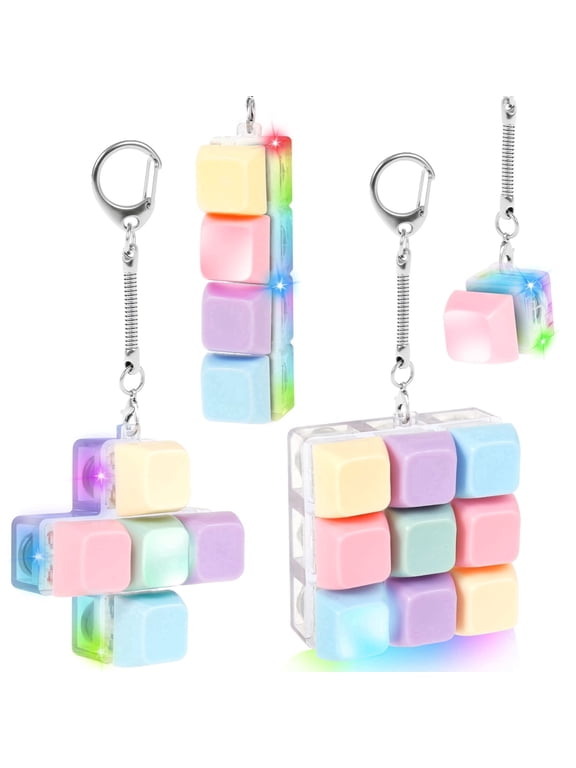 4Pcs Keyboard Fidget Toy, Mechanical Clicker Stress Relief Keychain, Keyboard Keychain Fidget Clicker, Stress Relief Fidget Gifts for Adults and Teens