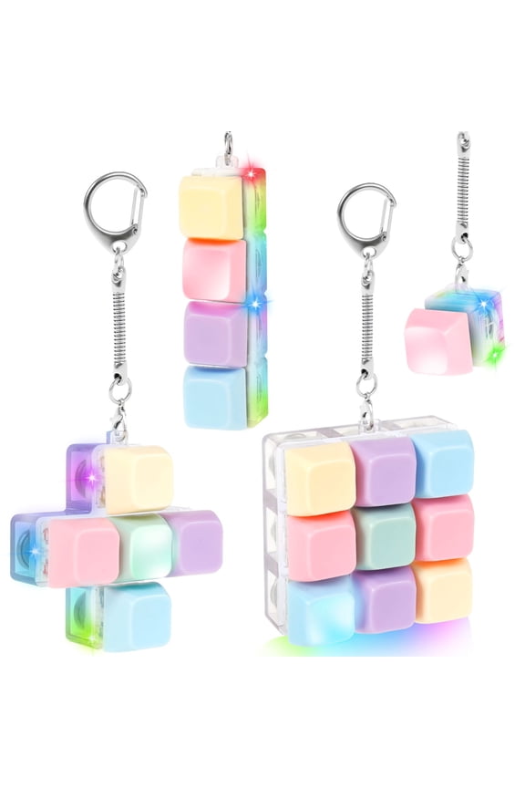 4Pcs Keyboard Clicker Toy Portable Mechanical Keyboard Keychain Toy Funny Decompression Key Button for Adults Teens
