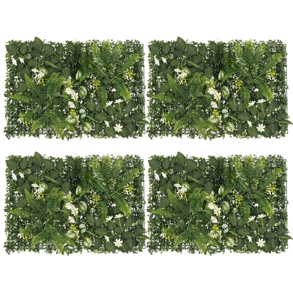 LINFANG 4Pcs Plastic Artificial Hedge Panel Injection Moulding Process Faux Hedge Wall Green Backdrop Simulated Green Wall for Outdoor