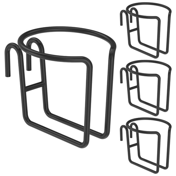 LINFANG 4Pcs Shopping Cart Cup Holder Metal Grocery Cart Drink Holder with Bottom Bar Hanging Drinking Cup Stand for Coffee Mug Water Bottle