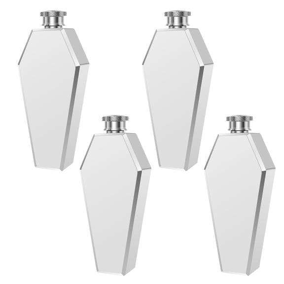 LINFANG 4Pcs Wine Flask 304 Stainless Steel Large Mouth Flask 3.5 oz Creative Wine Bottle Portable Travel Pot Multipurpose for Camping Hiking Climbing Outdoor Activity