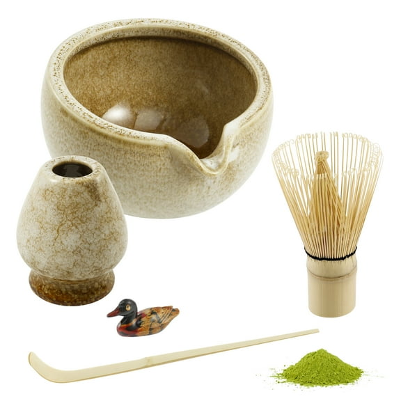 LINFANG 5Pcs Matcha Tea Set Easy to Clean Japanese Tea Kit with Whisk and Bowl Exquisite Ceramic Matcha Starter Kit for Tasting Flavor