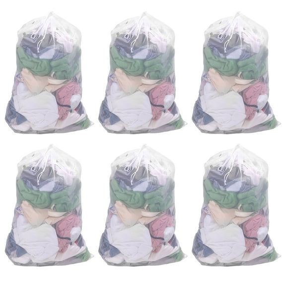 LINFANG 6PCS Mesh Laundry Bag with Drawstring Closure for Washing Machine Extra Large Washable Laundry Bag Polyester Mesh Wash Pocket for Bedding