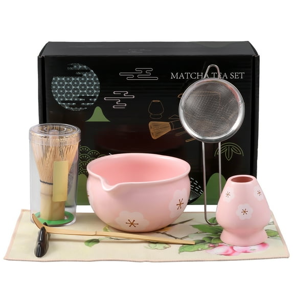 LINFANG 7Pcs Ceramic Matcha Whisk Set Good Mixing Effect Matcha Tea Set Easy to Grip Tea Making Kit Easy to Clean Suitable for Making