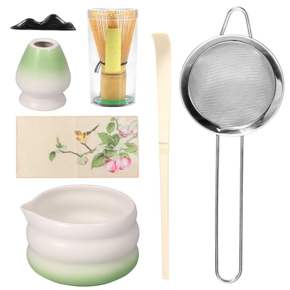 LINFANG 7pcs Japanese Matcha Tea Set Easy to Use Elegant Green Matcha Kit Smooth Help Relaxing Japanese Tea Making Set for Your Home Use