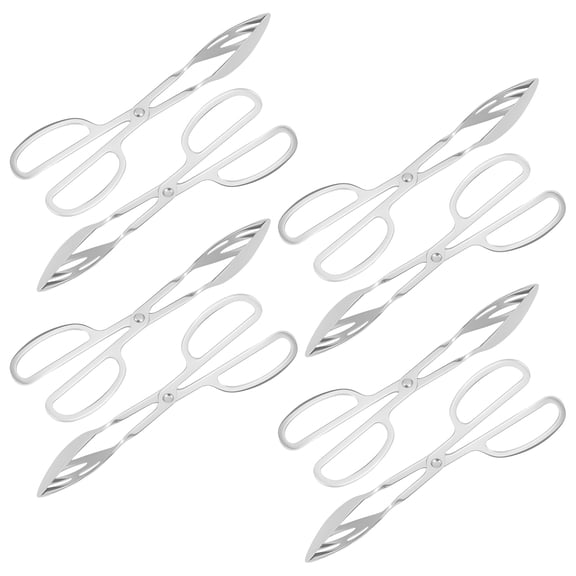 LINFANG 8Pcs Buffet Tong Stainless Steel Food Serving Tong with Scissor Handle 10 Inch Hollow Out Food Clip for Dessert Steak Barbecue